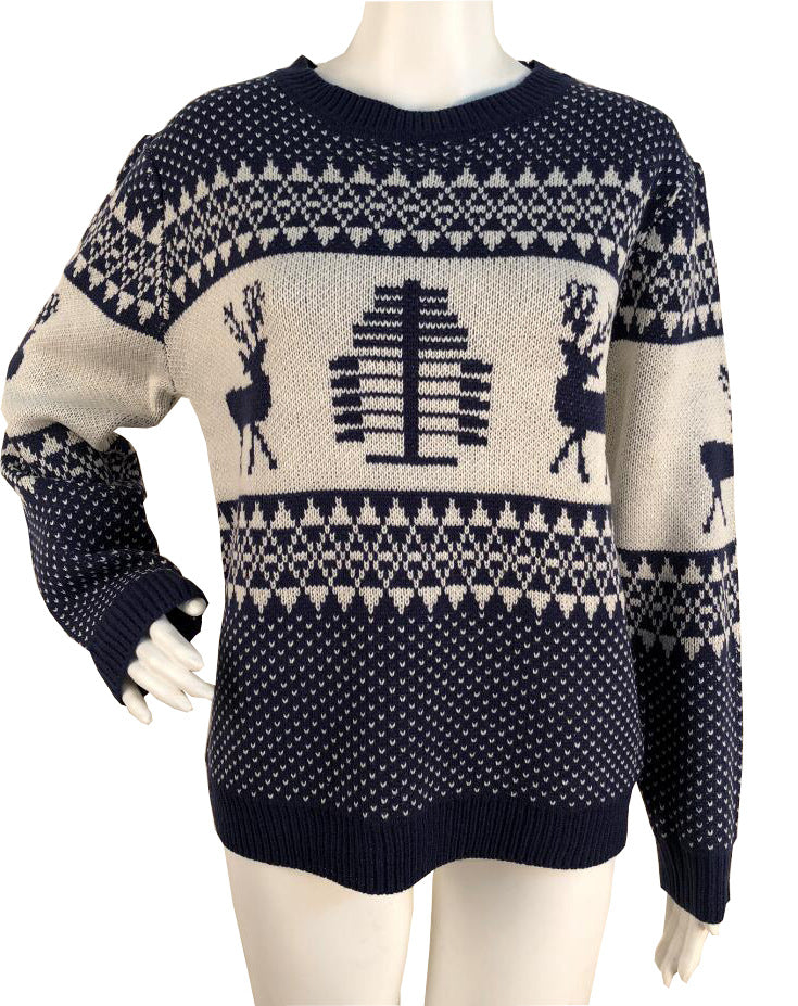 Cute Elk Geometric Print Sweater