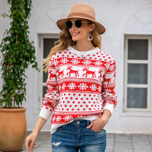 Snowflake Print Christmas Sweater
