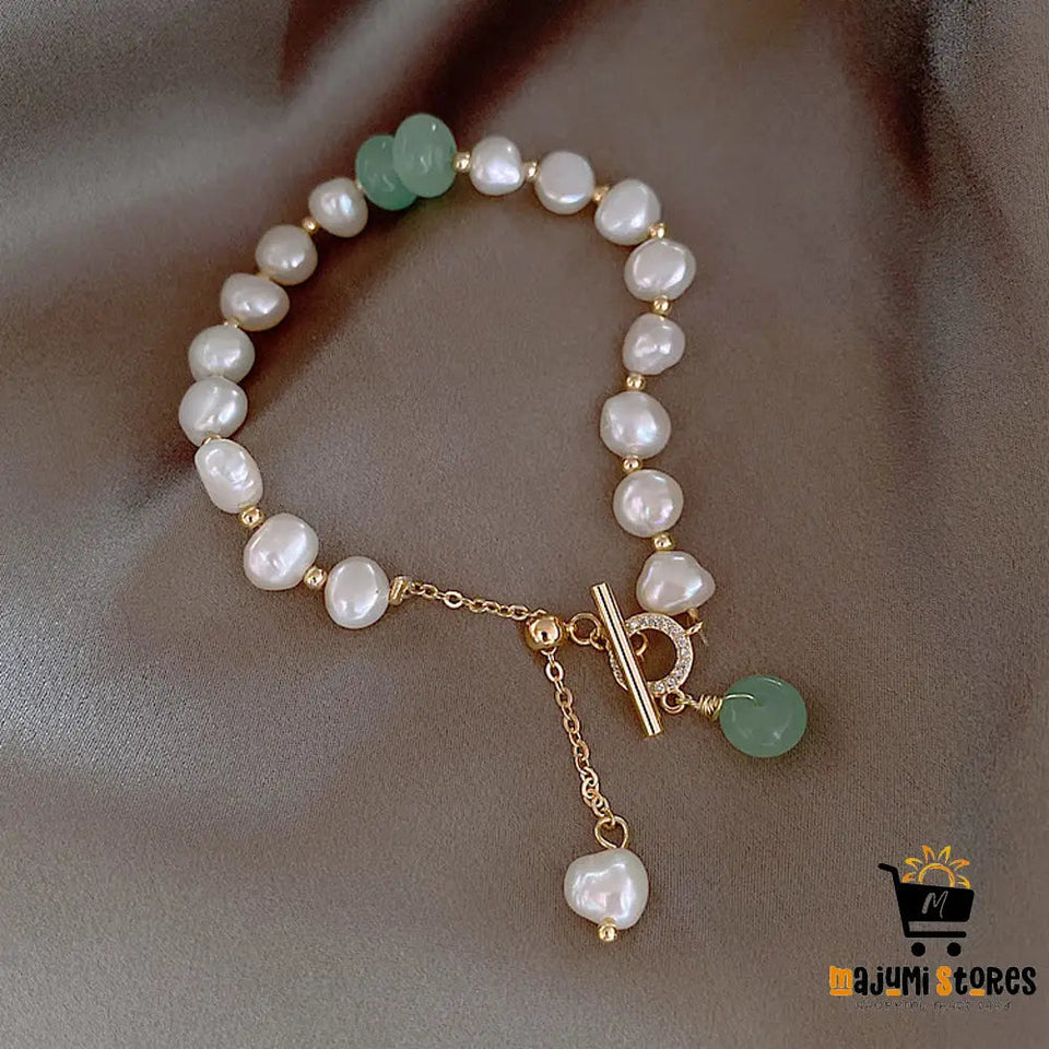 Adjustable Bracelet with Irregular Freshwater Pearls for