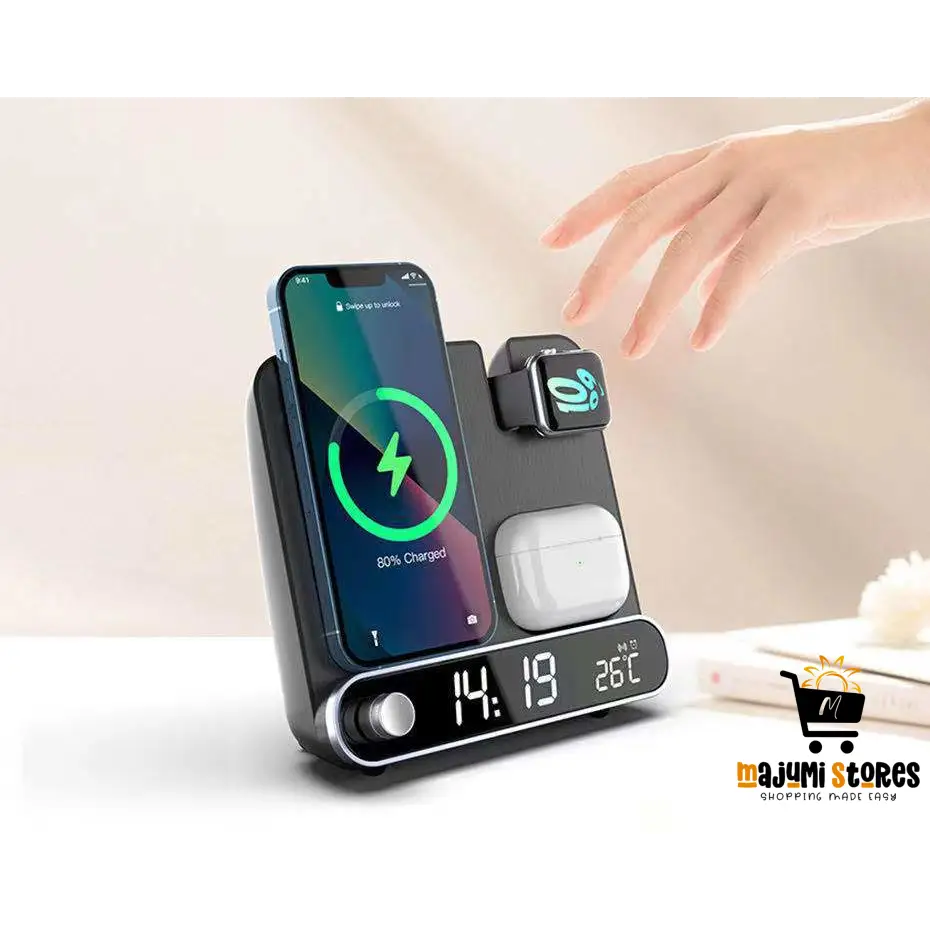 Wireless Alarm Clock with Three-in-One Charging