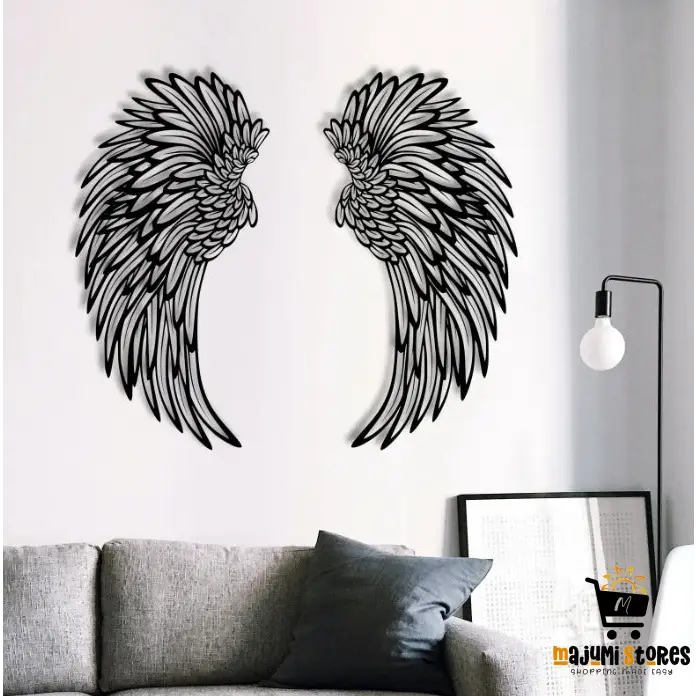 Angel Wings Metal Wall Decor with Light