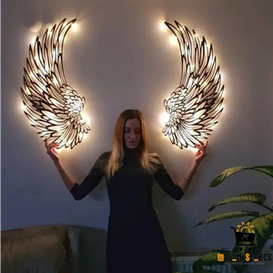 Angel Wings Metal Wall Decor with Light