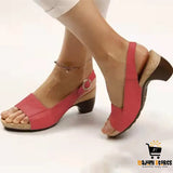 Low Heel Ankle Strap Peep Toe Sandals for Women