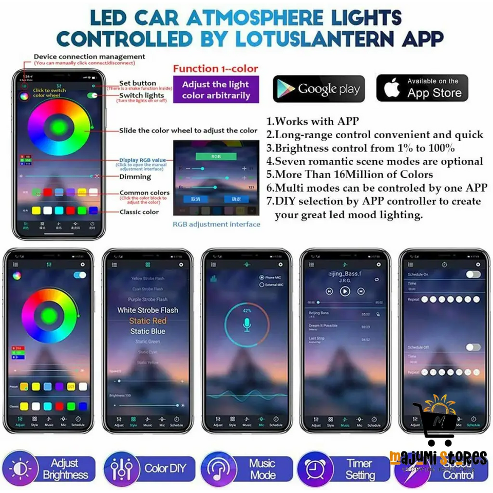 Auto LED RGB Interior Atmosphere Light