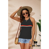Rainbow Color-blocking Knitted Halter Top