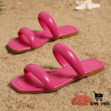 Square Toe Casual Flat Slides for Beach