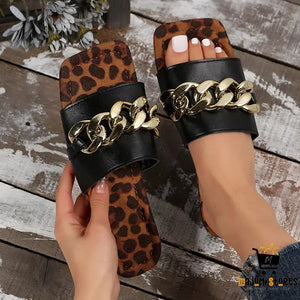 Fashion Print Chain Slippers for Women
