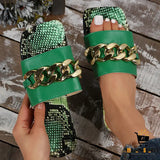 Fashion Print Chain Slippers for Women