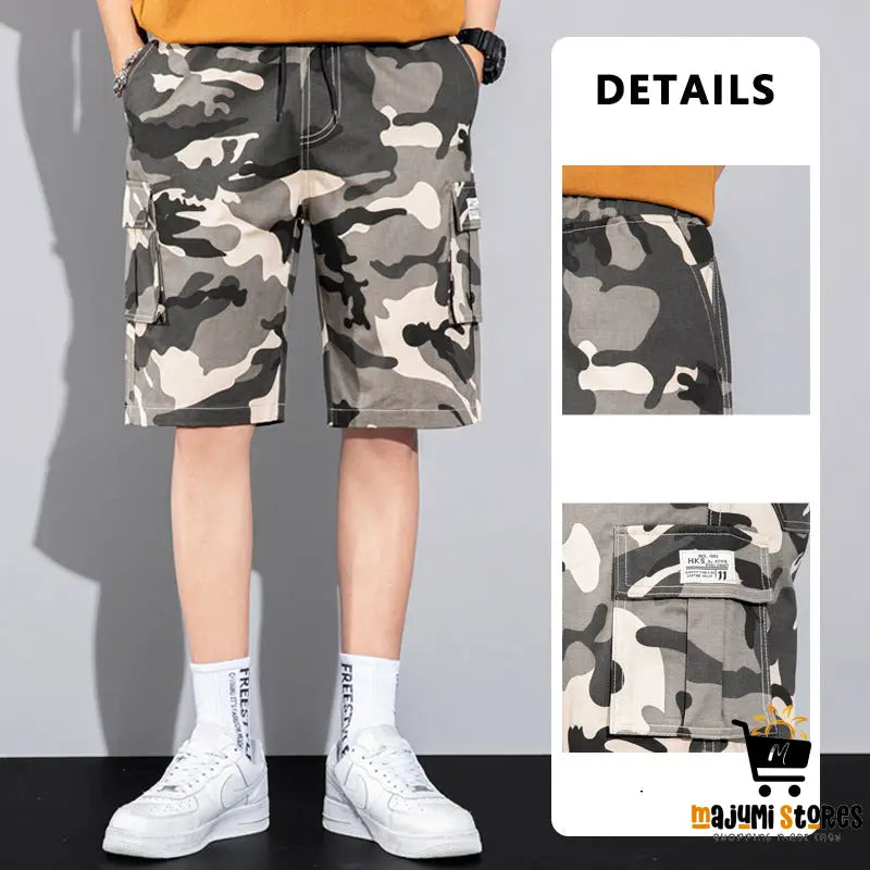 Multi Pocket Drawstring Cargo Shorts for Men