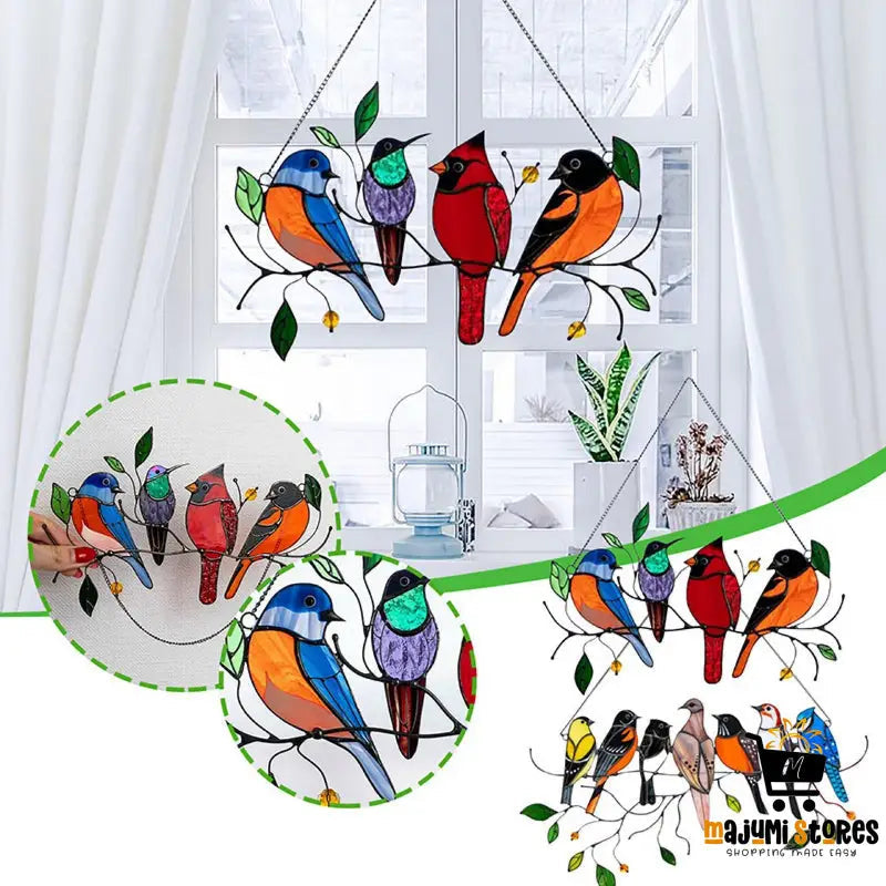 Stained Glass Bird Panel Wall Decor