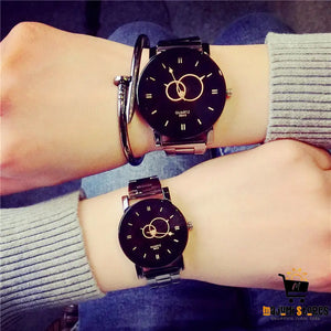 Black Quartz Couple Watch
