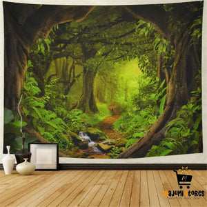 Natural Forest Wall Tapestry with Bohemian Design