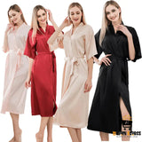 Long Satin Kimono Robes for Women’s Bride Sleepwear