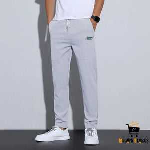Casual Elastic Men’s Large Business Pants in Ice Silk