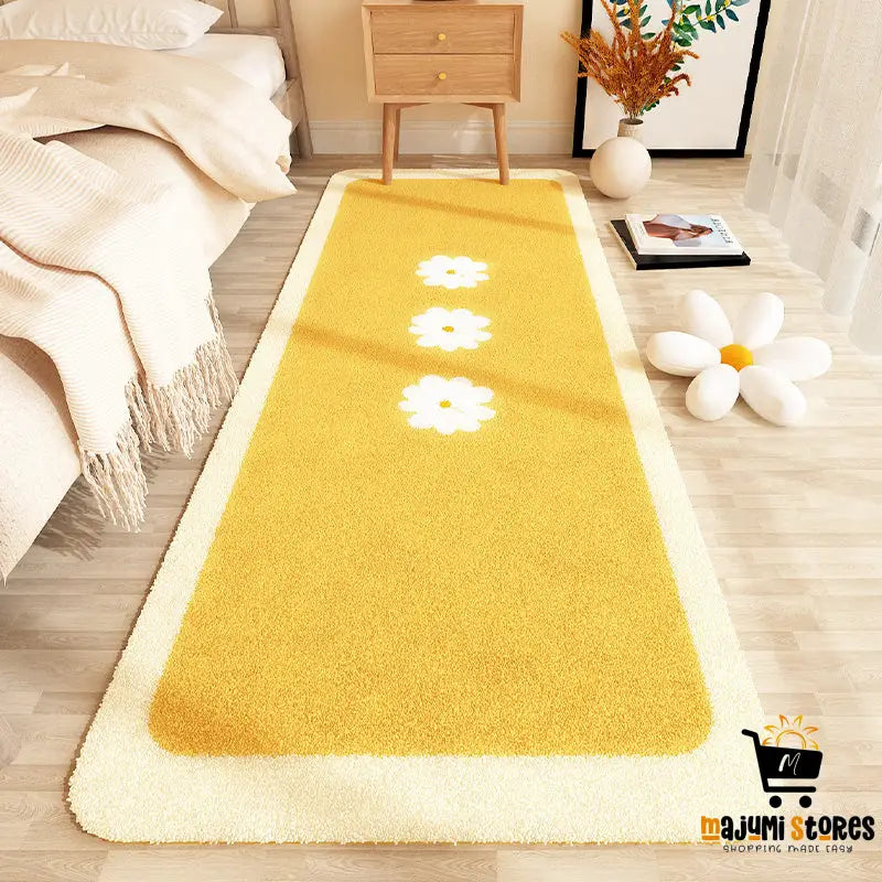 Yellow Imitation Cashmere Bed Carpet