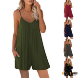 Casual Sleeveless Loose Jumpsuit with Pockets