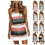 Stripe Drawstring Summer Dress