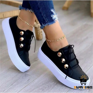 Rivet Lace-up Casual Flats Sneakers