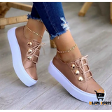 Rivet Lace-up Casual Flats Sneakers