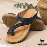 Casual Flat Bottomed Sandals with Hollow Buckle Pattern