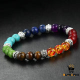 Colorful Chakra Energy Yoga Bracelet with Natural Stones