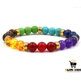 Colorful Chakra Energy Yoga Bracelet with Natural Stones