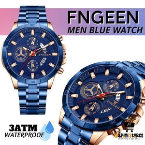 Classic Stainless Steel Men’s Wristwatch - Blue