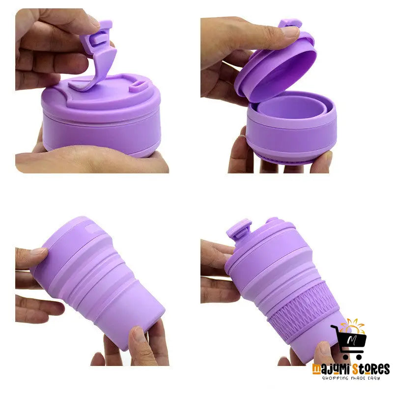 Collapsible Folding Cup with Cover - Kitchen Gadgets