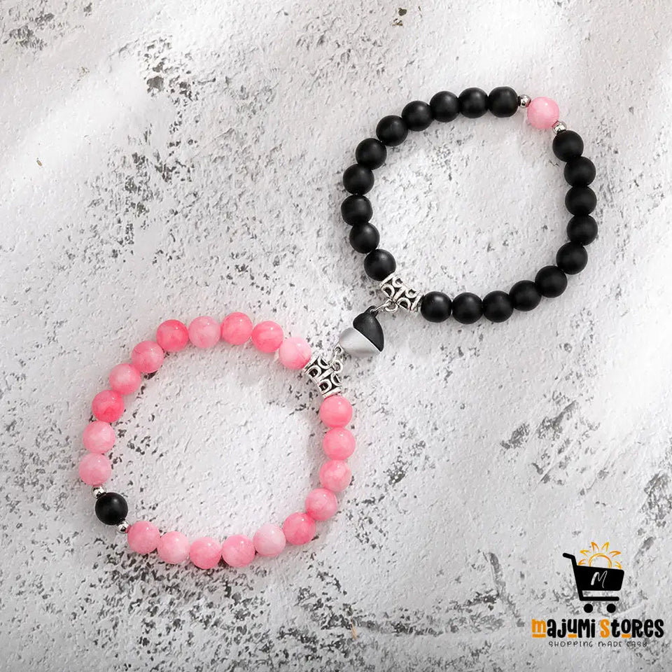 Couple Bracelets with New Peach Heart Magnets