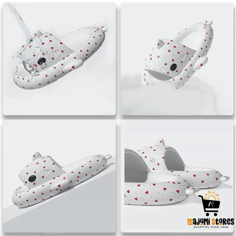 Shark Slippers Heart Print Shoes