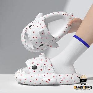 Shark Slippers Heart Print Shoes