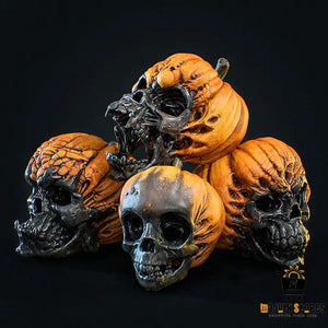Evil Pumpkin Skull Resin Ornament
