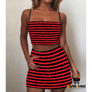 Striped Spaghetti Straps Suit Dress