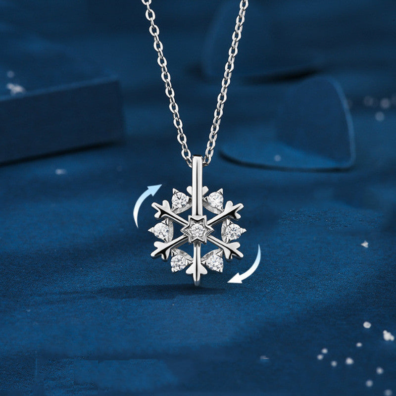 Silver Snowflake Rhinestone Necklace