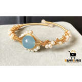 Gold-Wrapped Sapphire Pearl Bracelet