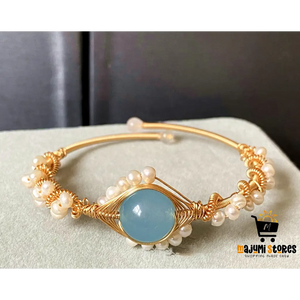 Gold-Wrapped Sapphire Pearl Bracelet