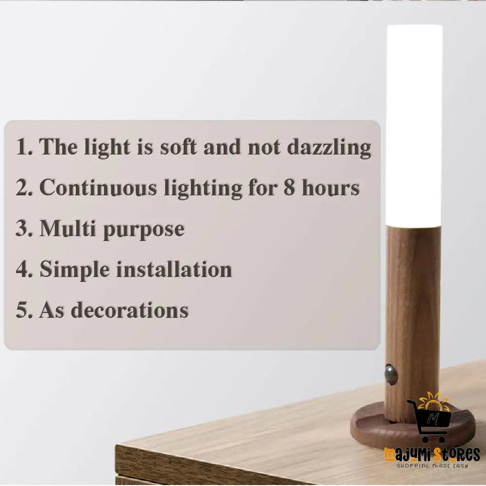 Magnetic Wood Wall Light with PIR Motion Sensor