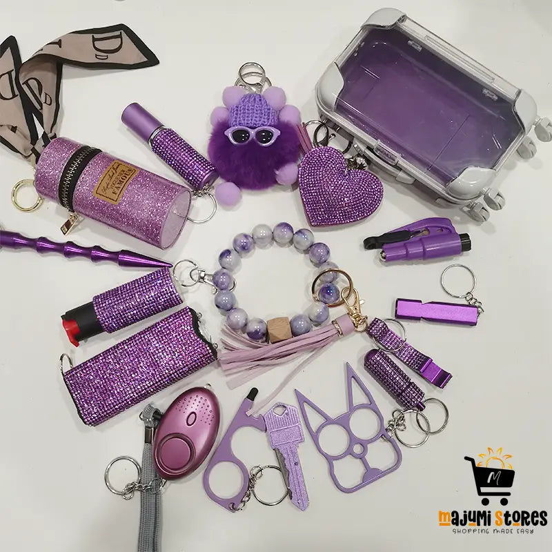 Purple Keychain Set - 17 Pieces
