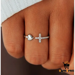 Love Cross Open Ring in S925 Sterling Silver