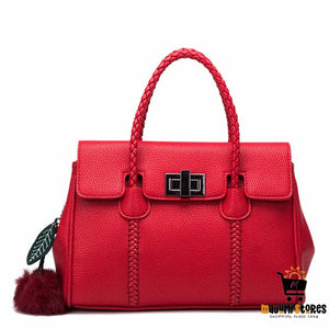 Lychee Pattern Leather Handbag