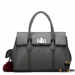 Lychee Pattern Leather Handbag