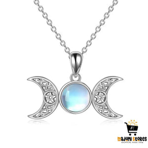 Moonstone Goddess Pendant Necklace - Sterling Silver Wiccan