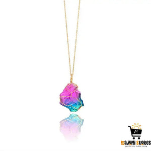 Rainbow Quartz Crystal Necklace - Colorful and Magical