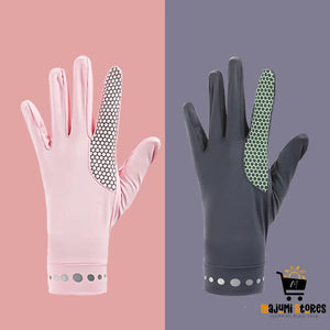 Breathable Ice Silk Sunscreen Gloves for Men and Women