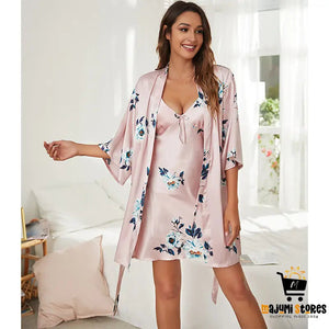 Sexy Suspender Ice Silk Pajama Set for Women