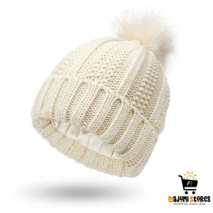 Stretchy Satin Skull Knit Beanie Hat