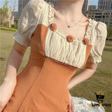 Vintage Square Neck Dress